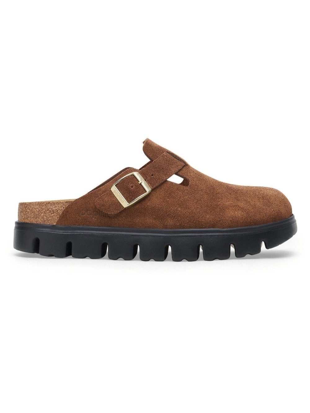 Birkenstock Boston Chunky Suede Slip-On Clog with Buckle in Dark Tea/Black - Picture 10 of 12